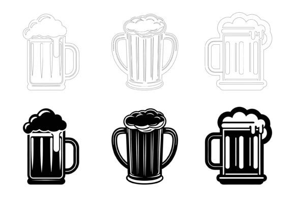 Beer Mug, Beer Glass, Printable: AI EPS Illustrations