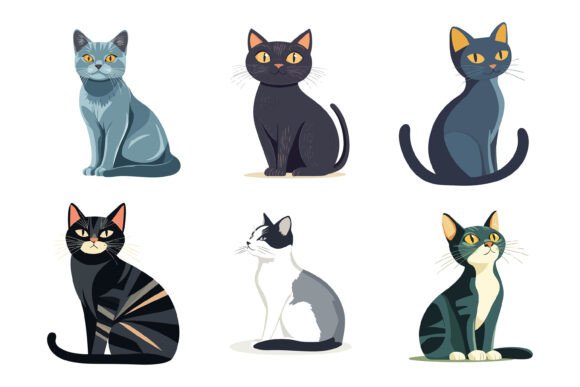 Cat Illustration Set: A Versatile AI & EPS Vector Collection for Modern Design Projects
