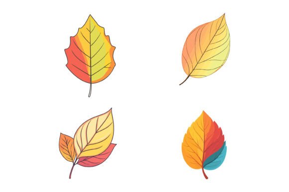 Colorful Gradient Leaf Illustrations for Modern Design