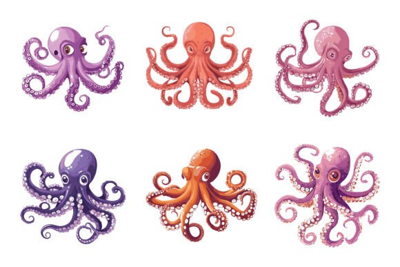 Cute Octopus: Adorable AI EPS Vector Illustrations
