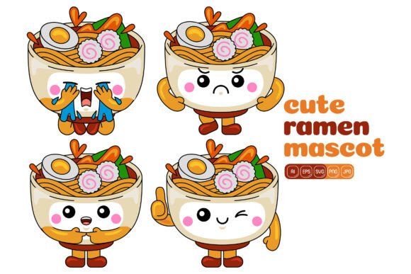 Cute Ramen Mascot Vector Pack 02 Explained