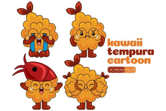 Cute Tempura Mascot Vector Pack 04: Adorable Tempura Characters