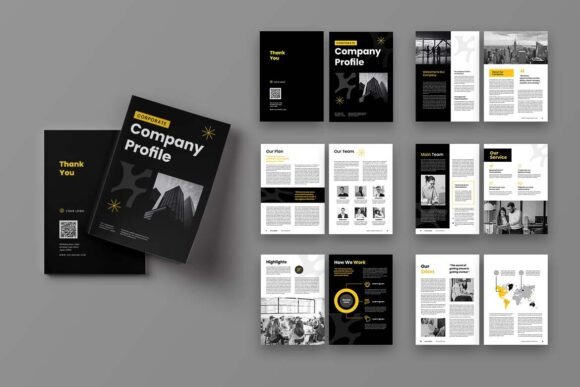 Dark Theme Company Profile: A Stylish A4 InDesign Template