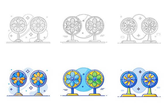 Electric Fan AI EPS Illustration Collection