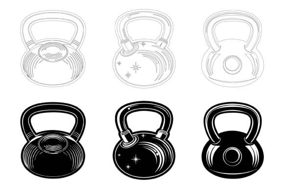 Fitness Kettlebells Vector Illustrations for Designers