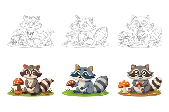 Set of Raccoon: Premium AI & EPS Illustration Collection