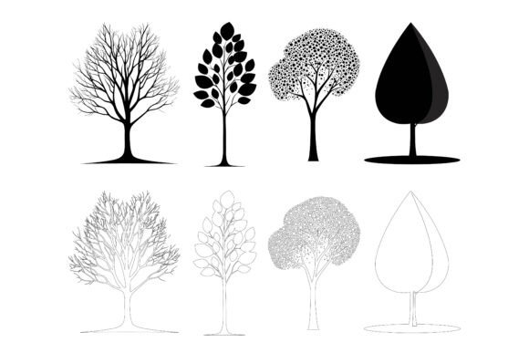 Silhouette Oak Tree Vector Illustrations: Timeless Strength in Digital Form