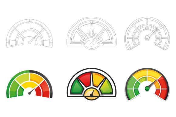 Speedometer Illustrations in Modern AI EPS Collections