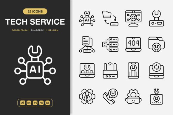 Tech Service Icons: Elevate Your Projects with High-Quality, Minimalist Icon Design