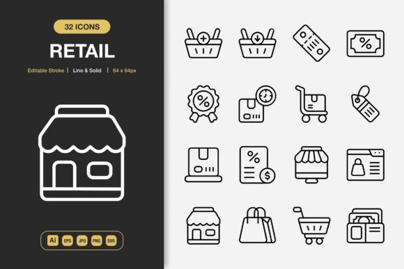 The Power of Retail Icons: Elevating Your Designs with a High-Quality, Minimalist Icon Set